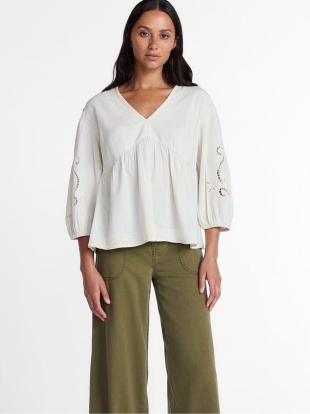 Poet sleeve broderie anglaise peasant  blouse